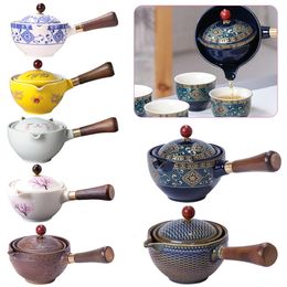 Wine Glasses Chinese Gong Fu Tea Set Portable 360 Rotation Teapot Ceramic Maker Infuser SemiAutomatic Teaware for Home Office Travel 231216