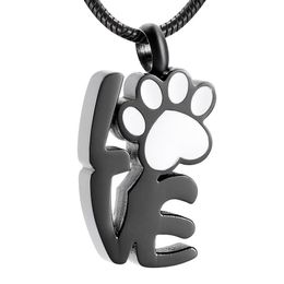 IJD9965 Eternal Memory Loss of Pet Dog Paw Shape Stainless Steel Cremation Jewelry For Animal Ashes Necklace Urn Keepsake248D