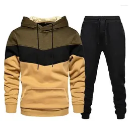 Men's Tracksuits Sportswear Two-piece Colourful Patchwork Hooded Shirts And Pants Men Women's Casual Autumn Winter Me