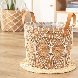 Christmas Decorations Rattan Storage Basket Living Room Flower Pot Home Decor Durable Net Pocket Outdoor lawn decoration 231216