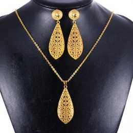 Earrings & Necklace Dubai India Gold Women Wedding Girl Pendant Jewelry Sets Nigerian African Ethiopia Party DIY Charms Gift Ws37346i