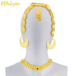 Ethlyn Eritrean Wedding Traditional Jewellery Five Pcs Choker Sets Gold Colour Stone Wedding Jewellery Sets Ethiopian Women S84 C181227283V