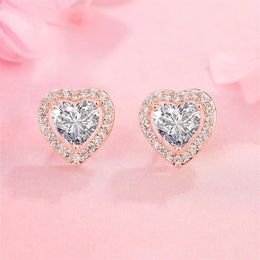 Stud 14K Rose Gold Garnet Earring For Women Fine White Natural Diamond Aretes De Mujer Orecchini Bizuteria Earrings272k