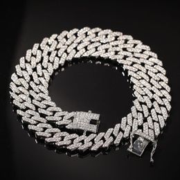 Who 16-30Inch Micro Paved 12mm S Link Miami Cuban Chain Necklaces Hiphop Men Rhinestones Fashion Jewelry Drop 235Z