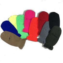 Berets Single Hole Solid Color Knitting Keep Warm Men Balaclava Beanie Autumn Winter Cold Protection Women Skiing Knitted Hat Ski Cap