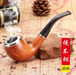 Smoking Pipe Resin glued wood pipe, new curved hammer, creative filtering pipe, old-fashioned portable pipe