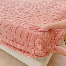 Bedding sets WOSTAR Warm winter plush fitted sheet elastic mattress protector cover fluffy coral fleece bedsheet single double bed king size 231216