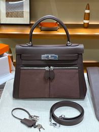 Unisex luxury leather totes Designer handbags multiple layers double belts versatile shoulder bags swift leather