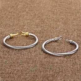 Bangle Silver ed Cuff Bangle Fashion Men Bracelets Charm Bracelet hook 5MM Wire Woman Designer Cable Mens Jewellery Exquisite S2680