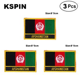 Brooches Afghanistan Rectangular Shape Flag Patches Embroidered National For Clothing DIY Decoration