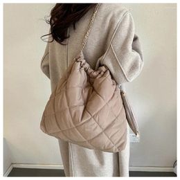 Evening Bags Brand Designer Oxford Plaid Quilted Women's Shoulder Bag Retro Padding Down Light Chain Purse Crossbody Bucket Handbag