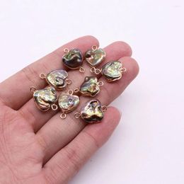 Pendant Necklaces Love Heart Connector Pendants Natural Freshwater Baroque Pearls 2 Hole Charms For Jewellery Making DIY Necklace Bracelet