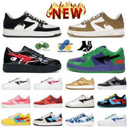 New Bapestass Casual Shoes Men Patent Leather White Khaki Women Trainers STA SK8 Sports Colour Camo Combo Red Sneakers bapestaes shoes Orange Nostalgic Yellow Green