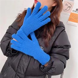 Cycling Gloves Autumn Winter Knitted Woollen Thick Warm Women Men Touchscreen Riding Split Finger Students Non-slip Ski Mittens