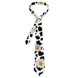 Bow Ties Daisy Cow Print Tie Cute Floral Wedding Party Neck Novelty Casual For Men Women Graphic Collar Necktie Gift