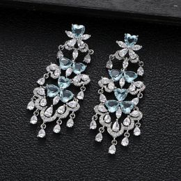 Dangle Earrings Luxury Famous Heart Full Mirco Paved Micro Zirconia Women Bridal Dress Wedding Brazil Drop Earring Fashion Jewellery E10194