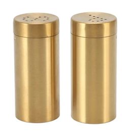 Herb Spice Tools 2Pcs Gold Spice Jar Stainless Steel Rustproof Screw Open Top Seasoning Shaker Bottle for Salt Sugar Pepper Paprika Spice shaker 231216