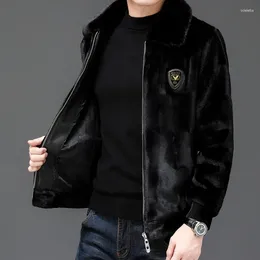 Men's Jackets 2023 Autumn And Winter High End Fashion Trend Fur Collar Thickened Golden Mink Coat Light Luxury Top