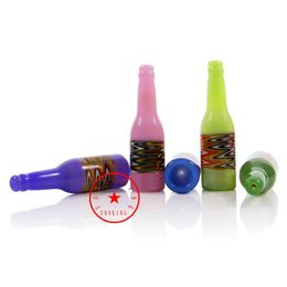 Colorful Wig Wag Thick Glass Dugout Pipes Herb Tobacco Filter Handpipes Cigarette Holder Portable Smoking Catcher Taster Bat One Hitter Hand Tube