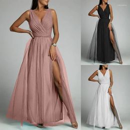 Casual Dresses Sexy Women Corset Party Dress Elegant Y2K Chic Sleeveless V Neck High Waist Folds Mesh Shiny Evening Graduation Prom Gown