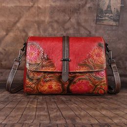 Evening Bags Women Genuine Leather Messenger One Shoulder With Belt Buckle Luxury Designer Ladies Female Real Cowhide Cross Body Bag