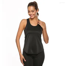 Active Shirts Sexy Back Cross Hollow Yoga Shirt Loose Workout Top Women Sleeveless Vest Gym Sports Quick Dry Running Tank