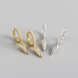 Hoop Earrings 925 Silver Needle HipHop Tassel Crystal Rivets Earring For Women Girls Party Wedding Korean Personality Jewelry Eh905