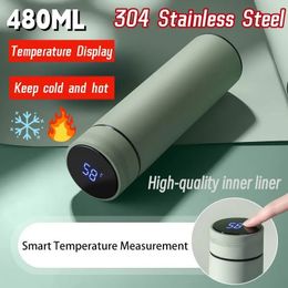 Water Bottles 500ml Smart Bottle Stainless Steel Thermos Temperature Display Leakproof Vacuum Flasks Coffee Cup Milk Mug Christmas Gift 231216