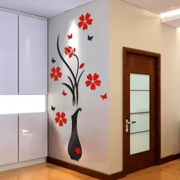 Wall Stickers Adesivo De Parede Posters Home Interior DIY Vase Flower Tree Crystal Arcylic 3D Decal Decors #43