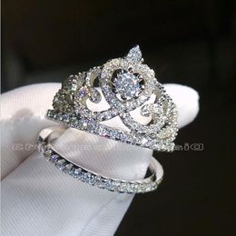 choucong Brand Size 5-10 Jewelry Diamond 925 sterling silver Engagement wedding crown Ring set for women men276B