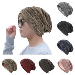 Berets Fleece Lining Knitted Hat Winter Geometric Patterns Beanie Cozy For Women Men Stylish Unisex Outdoor
