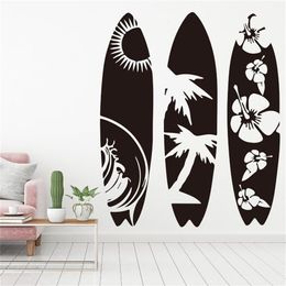 Large Set of 3 Surfboard Wall Sticker Bedroom Living Room Summer Beach Surf Board sport Wall Decal Kids Room Children Room Vinyl T225Q