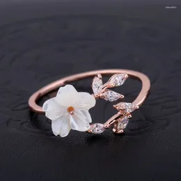 Cluster Rings Elegant&Charming Crystal Leaf Flower For Women Fashion Wedding Engagement Statement Female Romantic Valentine's Gift