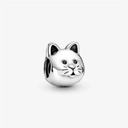 100% 925 Sterling Silver Cute Cat Charms Fit Original European Charm Bracelet Fashion Women Wedding Engagement Jewelry Accessories151H