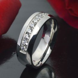 Stainless Steel CZ Wedding Engagement Ring Band R178B SIZE 5 6 7 8 9 10242k