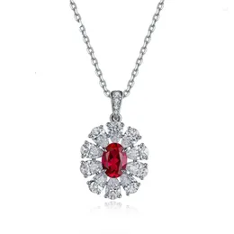 Pendant Necklaces 925 Sterling Silver Created Moissanite Ruby Gemstone Earrings/Necklace/Ring Wedding Engagement Fine Jewelry Sets Wholesale