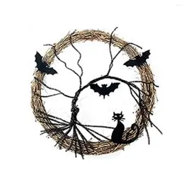 Decorative Flowers Halloween Wreaths For Front Door Wreath Bat And Black -Decor Door-Wreath Decor