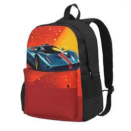 Backpack Passionate Sports Car Student Retro Breathable Backpacks Polyester Streetwear School Bags University Design Rucksack