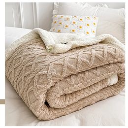 Blankets Thick Bed Blanket Double Layer Winter Lamb Fleece Blanket Home Warm Sherpa Soft Sofa Cover Throw born Wrap Kids Bedspread 231216