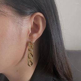 Dangle Earrings Brass With 18K Gold Geo Zircon Drop Women Jewelry Punk Party Gown Runway T Show Korean Japan INS Fashion
