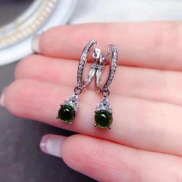 Dangle Earrings MeiBaPJ Smooth Surface Natural Diopside Gemstone Drop Real 925 Silver Fine Charm Jewellery For Women