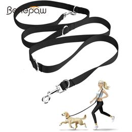 Dog Collars Leashes Benepaw Multifunctional Hands Free Dog Leash Durable Adjustable Pet Training Leads Nylon Double Puppy Leash For Small Large Dogs 231216