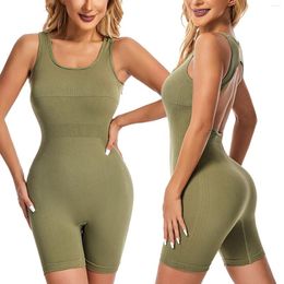 Women's Shapers Sports Jumpsuit Sexy Hip Lifting Backless Fitness Wear Elastic Tight Belly Control Yoga Body Open Crotch Waist Trainer