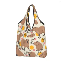 Shopping Bags Capybara Reusable Grocery Foldable 50LB Weight Capacity Wild Animals Of South America Eco Bag Eco-Friendly Ripstop