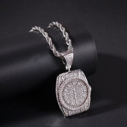 Fashion-r Dial Pendant Necklace Mens Hip Hop Necklace Jewellery New Fashion Watch Pendant Necklaces With Gold Cuban Chain223R