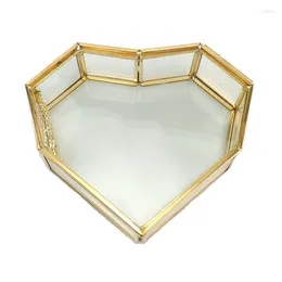 Jewellery Pouches Vintage Mirrored Glass Box Heart Holder Decorative Wedding Bridal Party Gift Boxes Gold