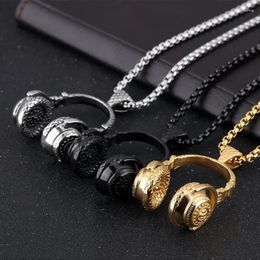 Pendant Necklaces Men Women Punk Trend Dj Music Headphone Necklace Long Chain Hip Hop Jewellery Rock Headset Male Gift