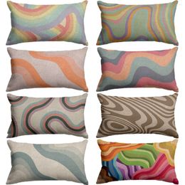 Pillow Colored Lines Linen Decorative Case Printing Family Sofa Cover El Coffee Throw Covers Rectangle 30 50cm