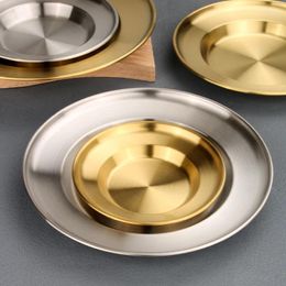 Storage Boxes Hongyuan Luxury Metal Serving Tray Korea Style Stainless Steel Round Gold Dish And Plate