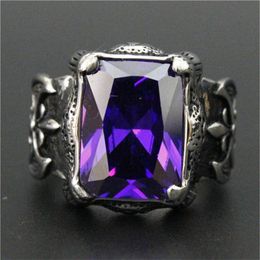 3pcs lot New Design Huge Purple Rhine stone Ring 316L Stainless Steel Fashion jewelry Flower Purple Cool Ring248m